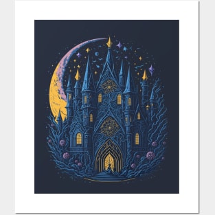 Gothic School at Night Time Posters and Art